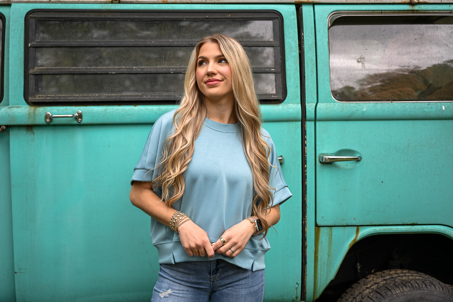 Blue Via Short Sleeve Top