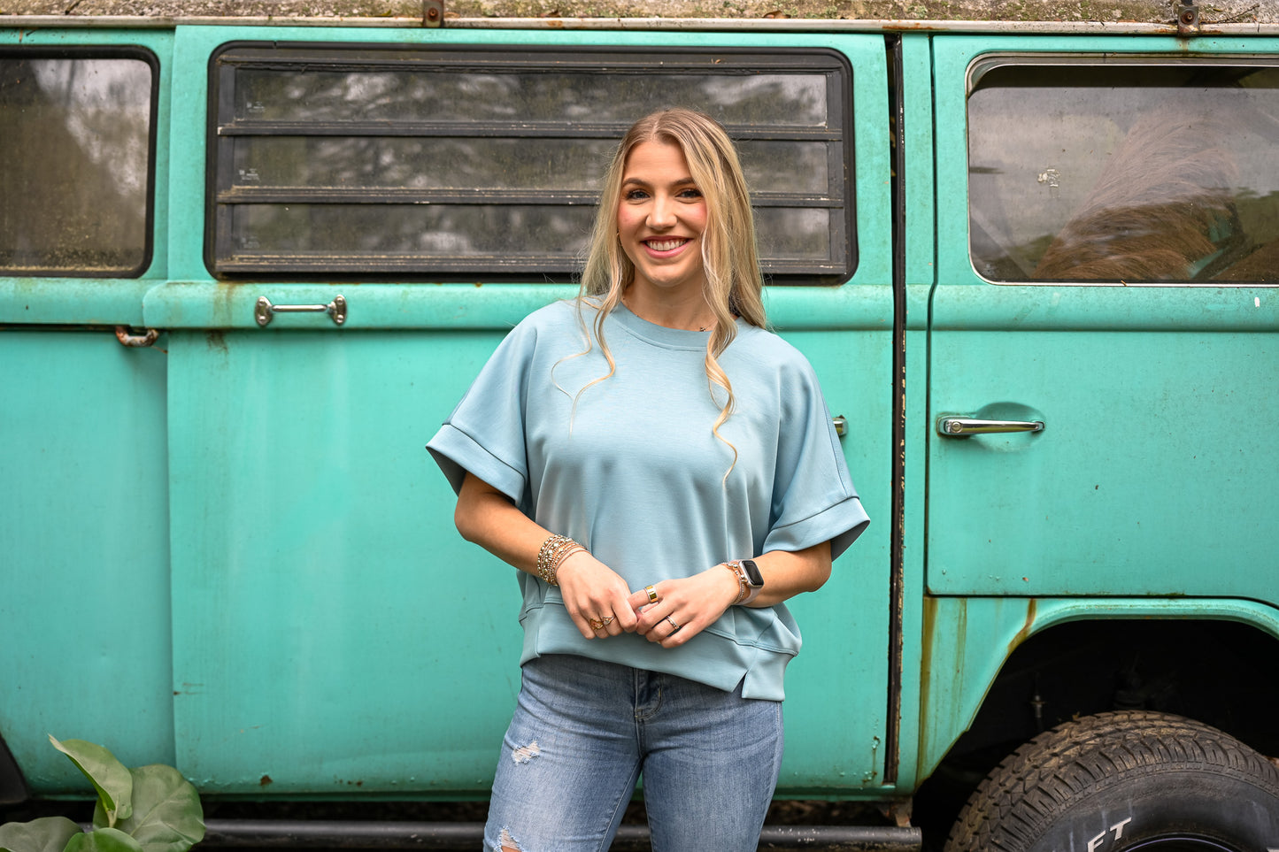 Blue Via Short Sleeve Top