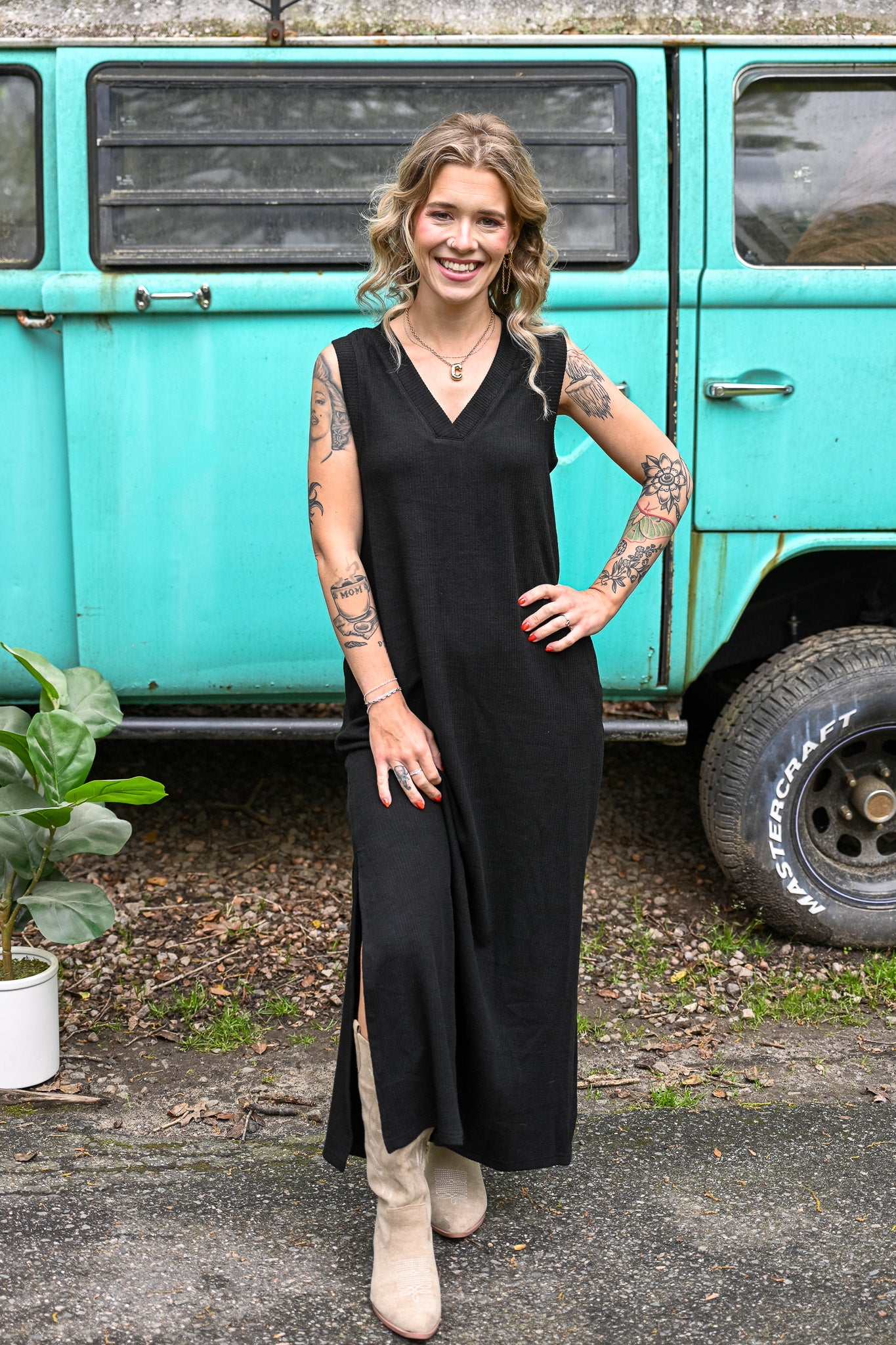 Alexandra Black Ribbed Maxi