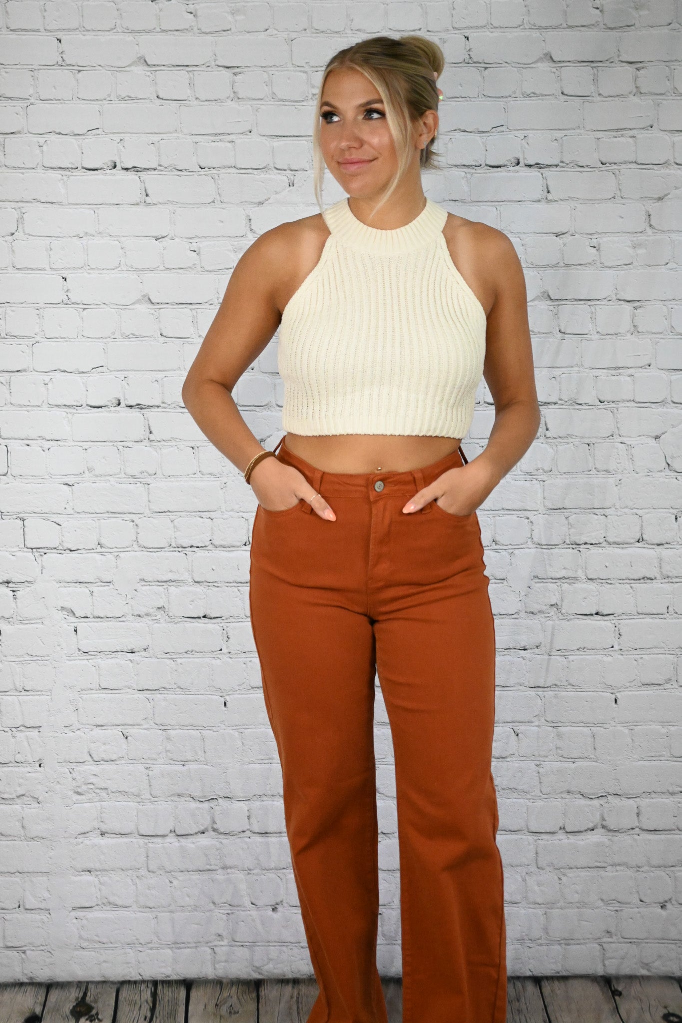 From The Top Cream Sweater Tank -
