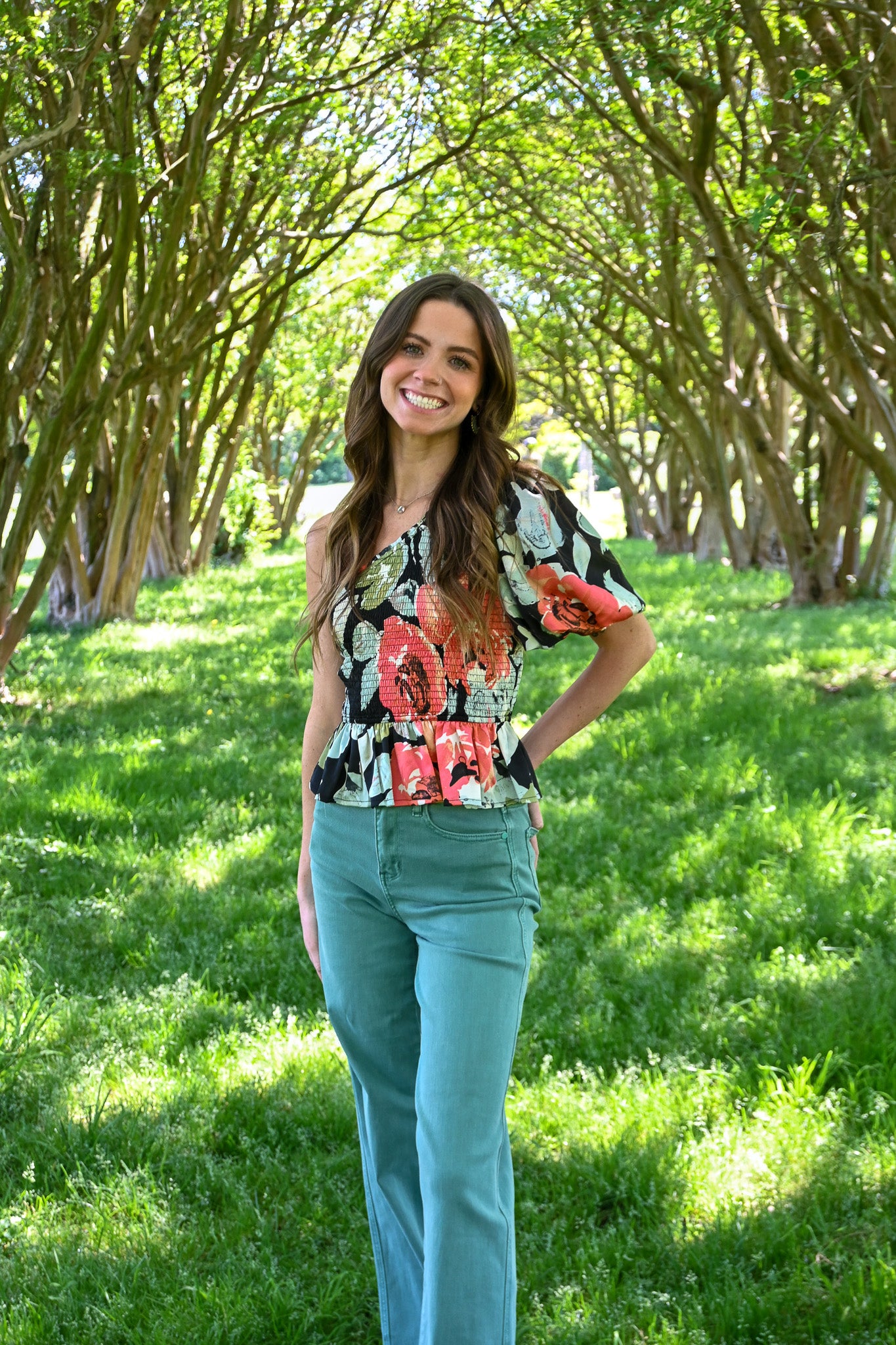Field Of Poppies One Shoulder Top -