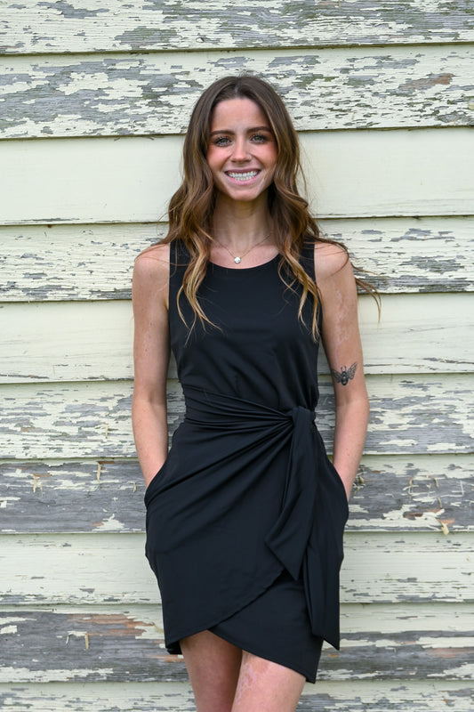 Black Kira Cabo Wrap Dress