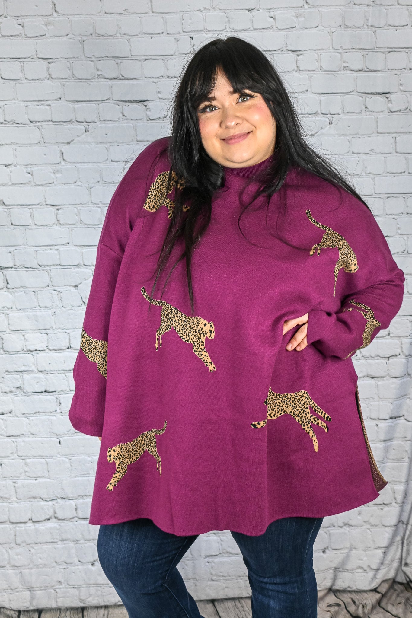 Returning Fan Fav Plum Cheetah Sweater -