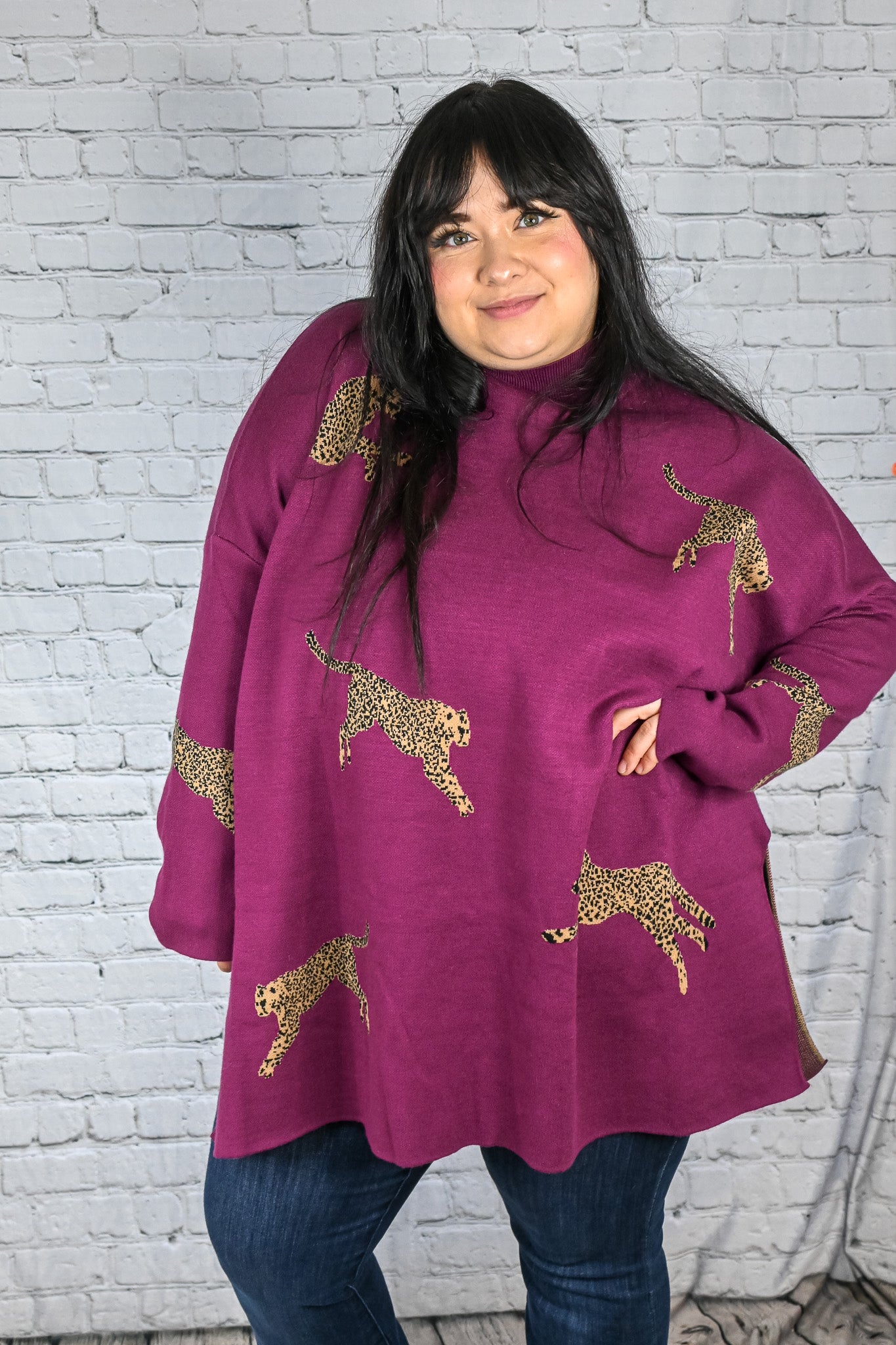 Returning Fan Fav Plum Cheetah Sweater -