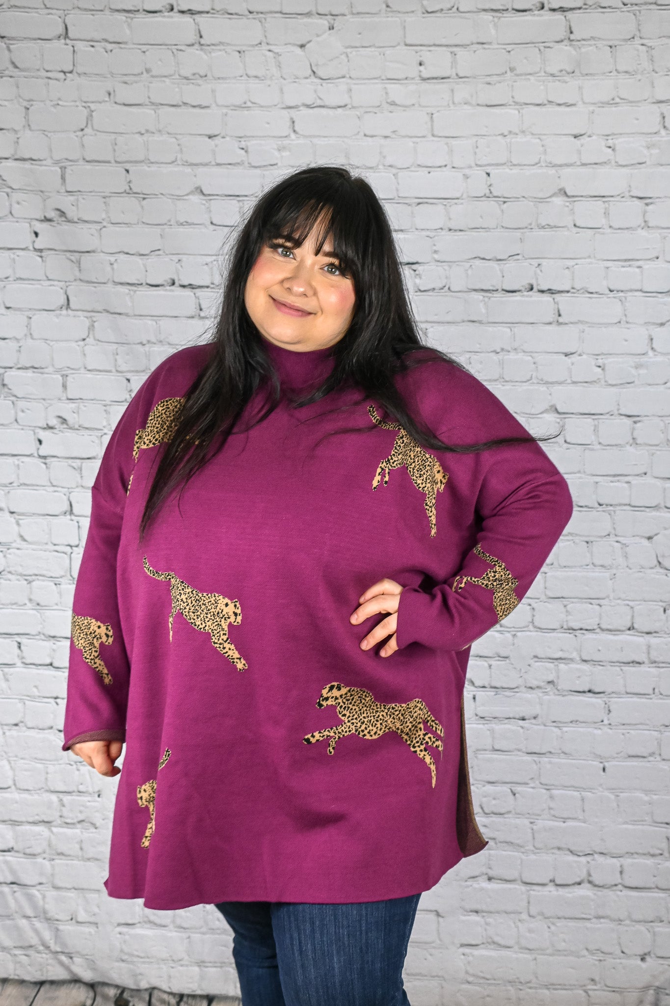 Returning Fan Fav Plum Cheetah Sweater -