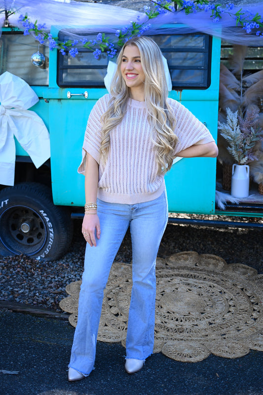 Catie Crochet Top - Oatmeal -