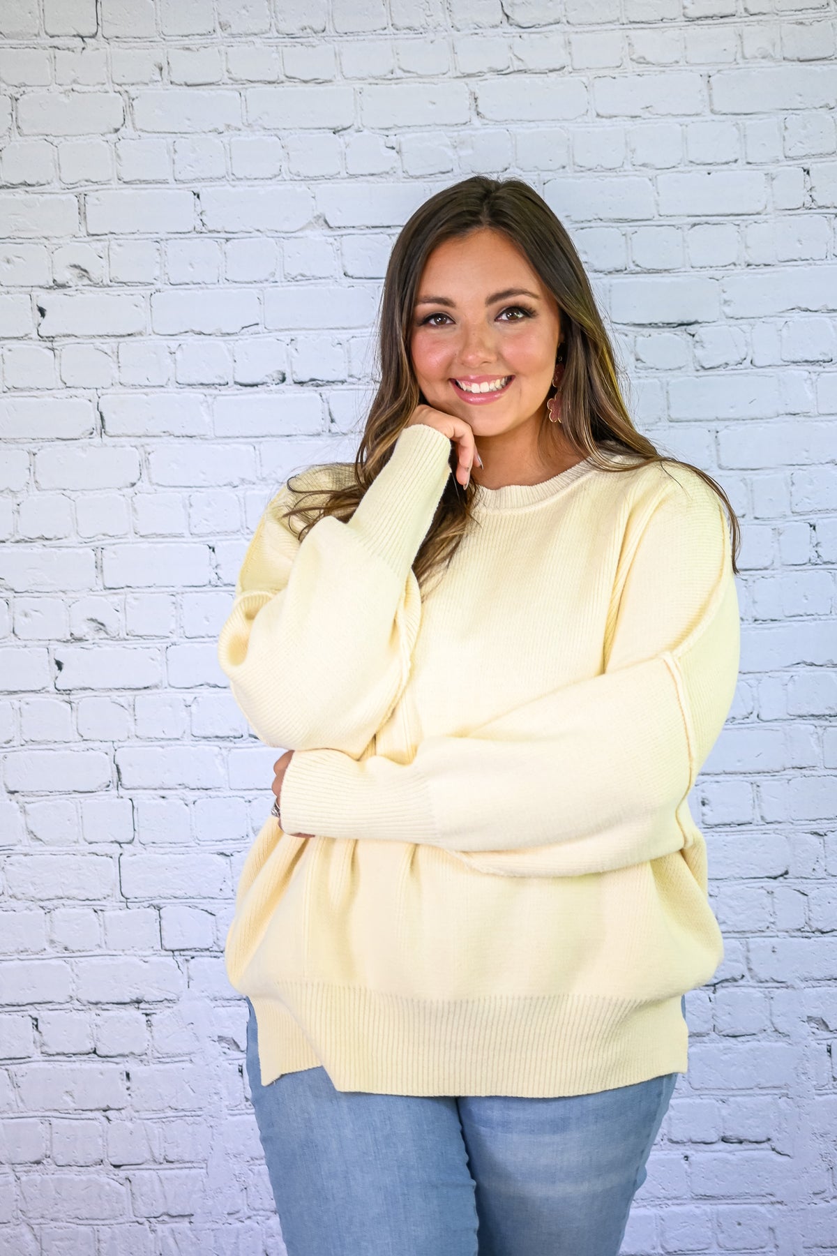 Yes Please Comfy Sweater - Cream -