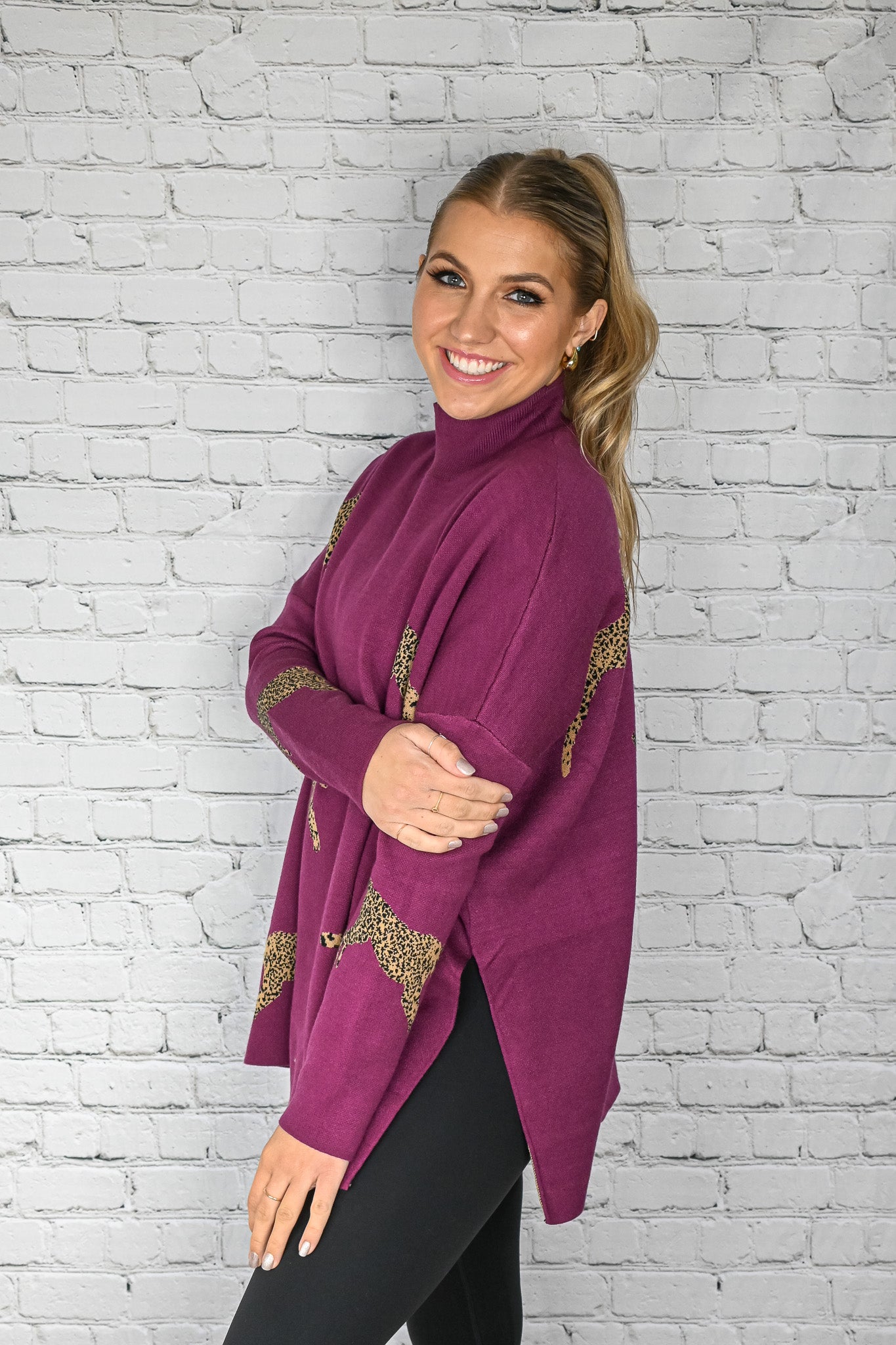 Returning Fan Fav Plum Cheetah Sweater -