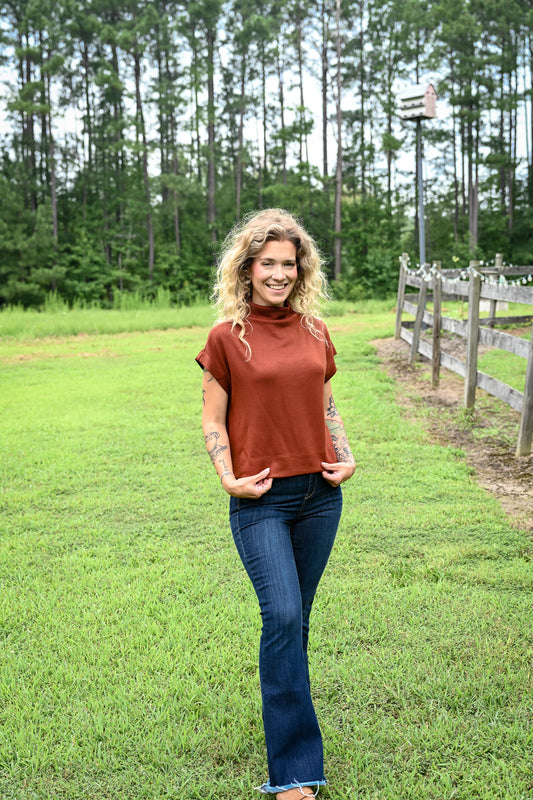 Apricot Mock Neck Top