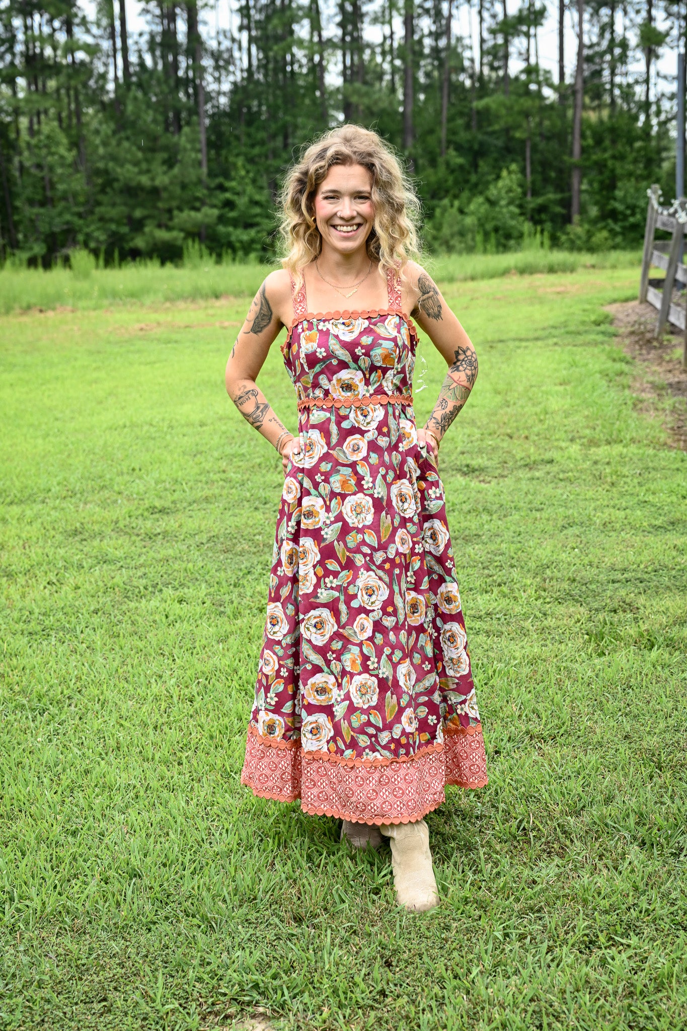 Painted Florals Maxi Dress