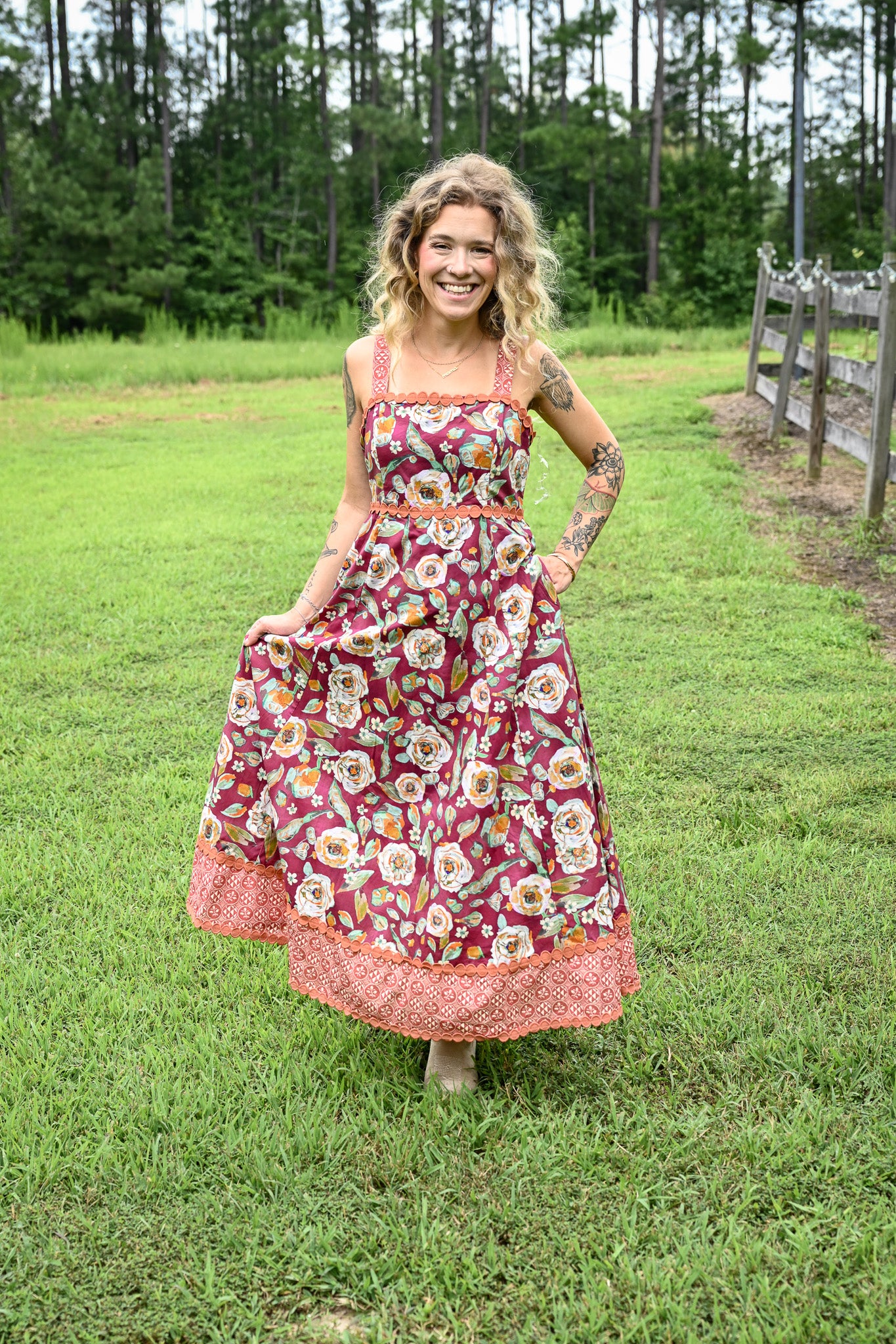 Painted Florals Maxi Dress