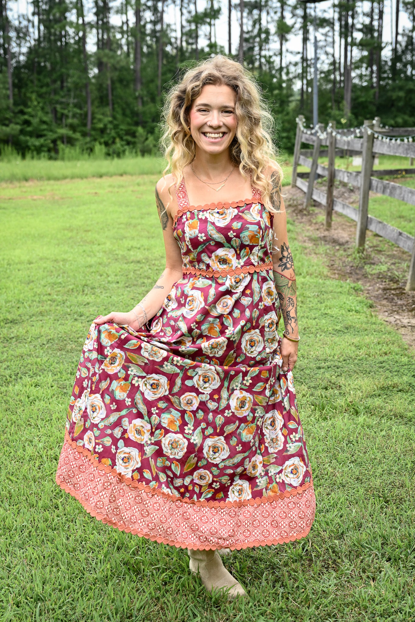 Painted Florals Maxi Dress