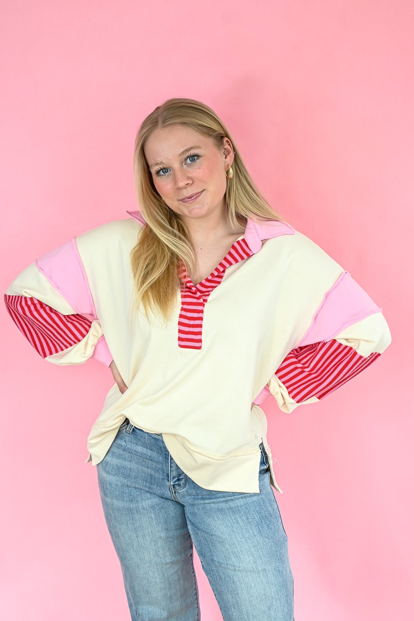 Pink Rugby Pullover -
