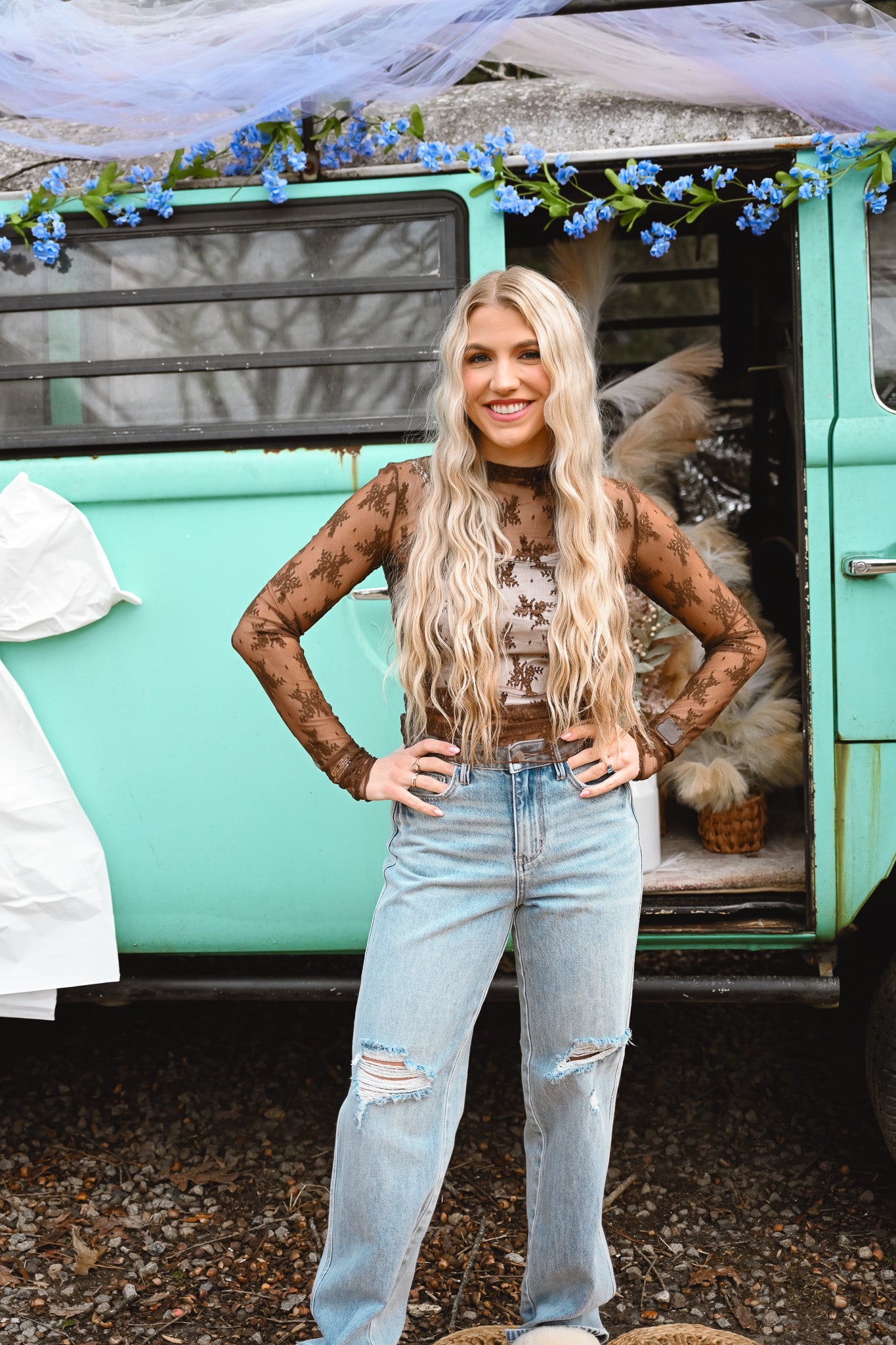 Zoey Brown Lace Long Sleeve -