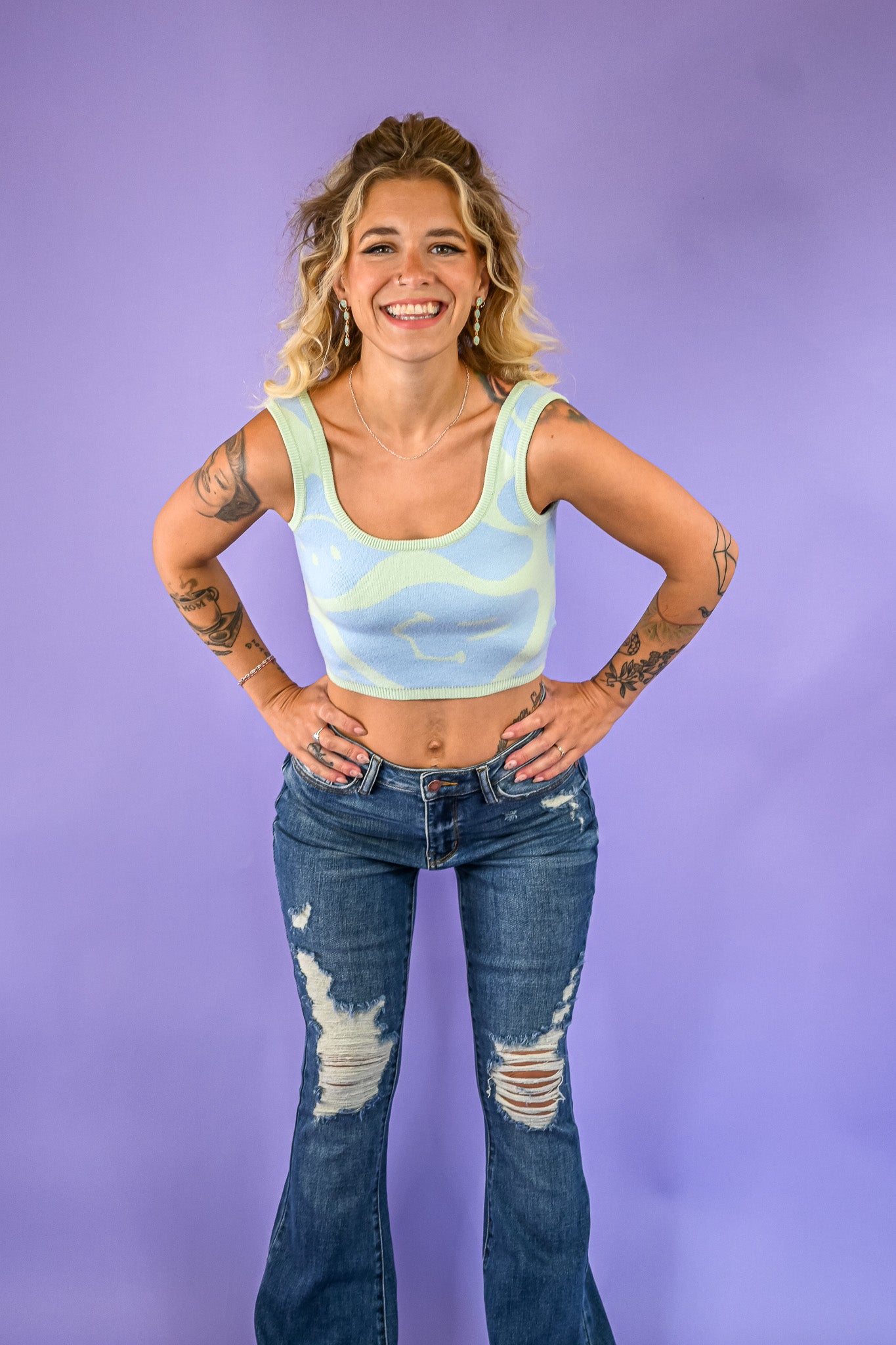 Big Smiles Sweater Crop Tank -