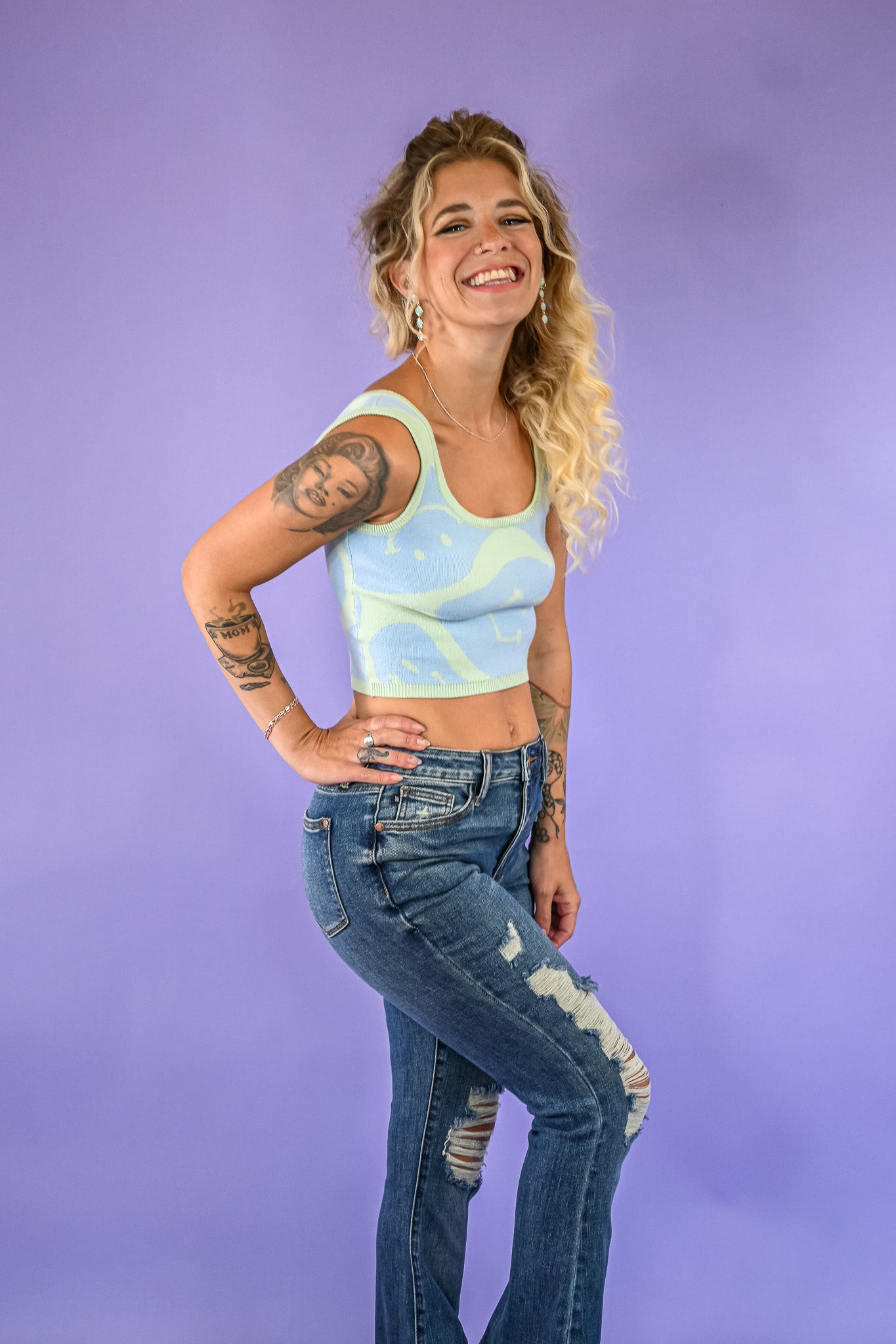 Big Smiles Sweater Crop Tank -