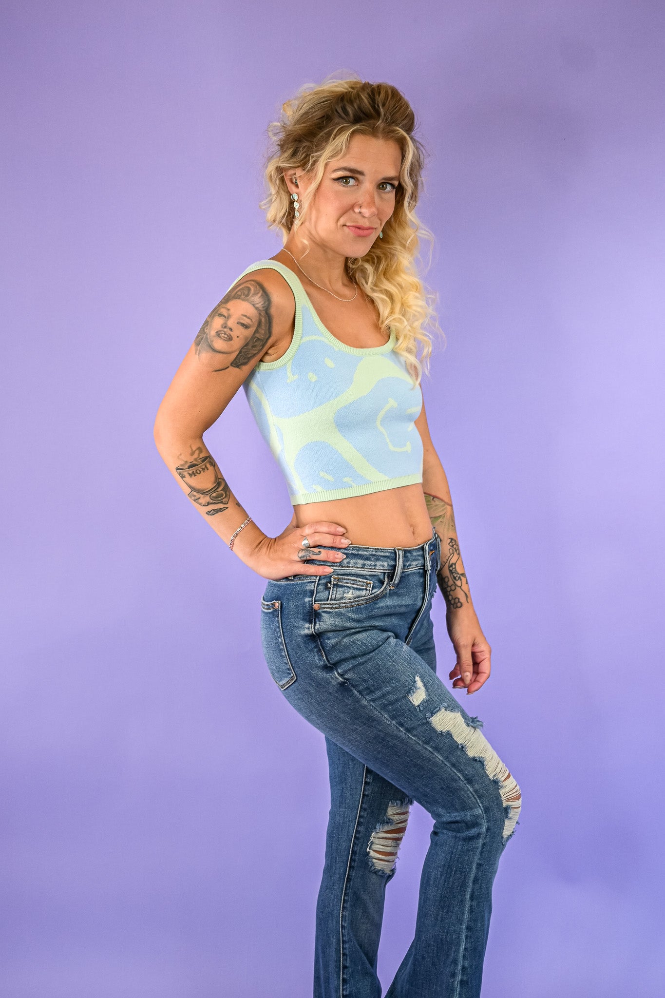 Big Smiles Sweater Crop Tank -