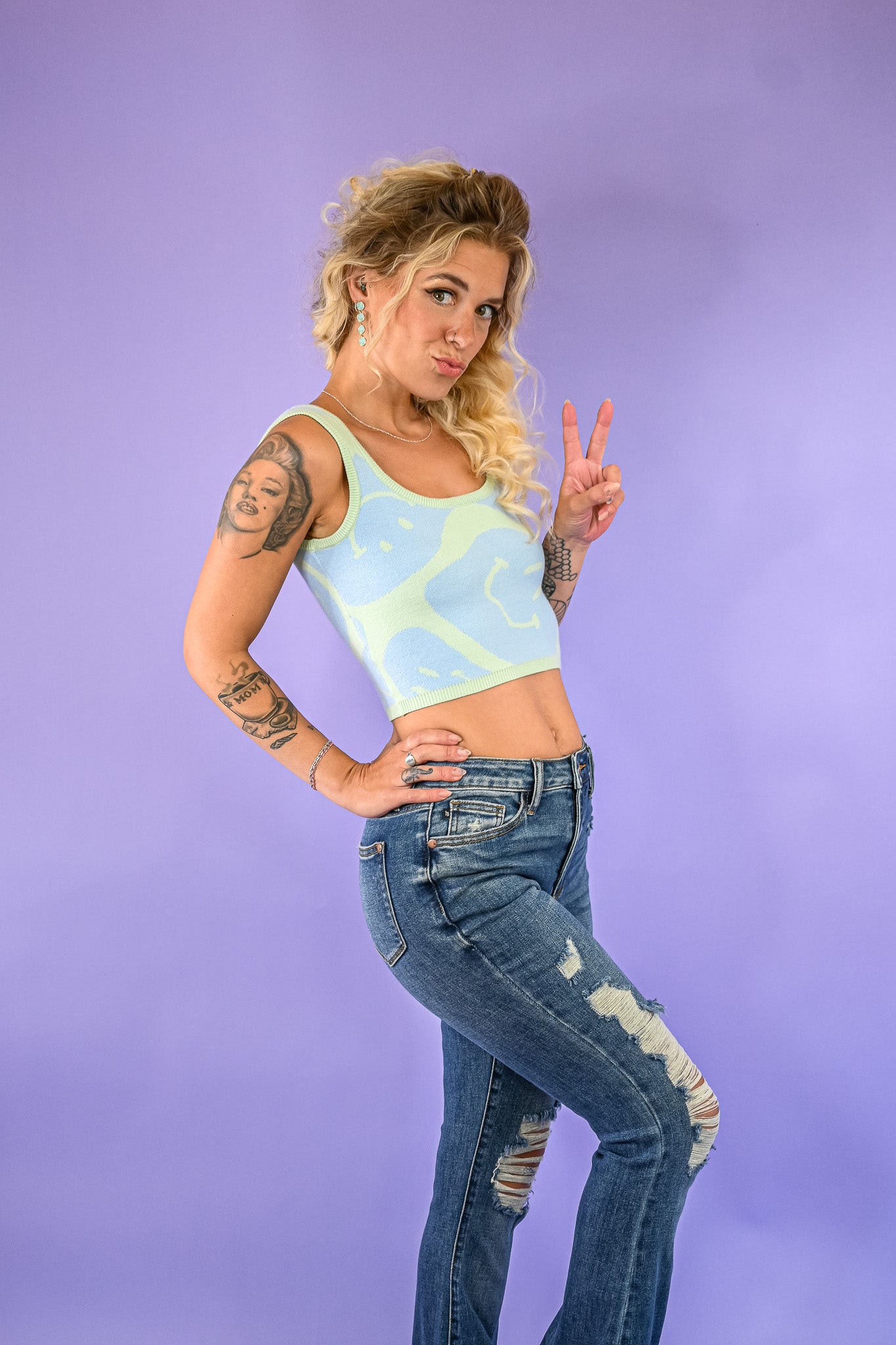 Big Smiles Sweater Crop Tank -