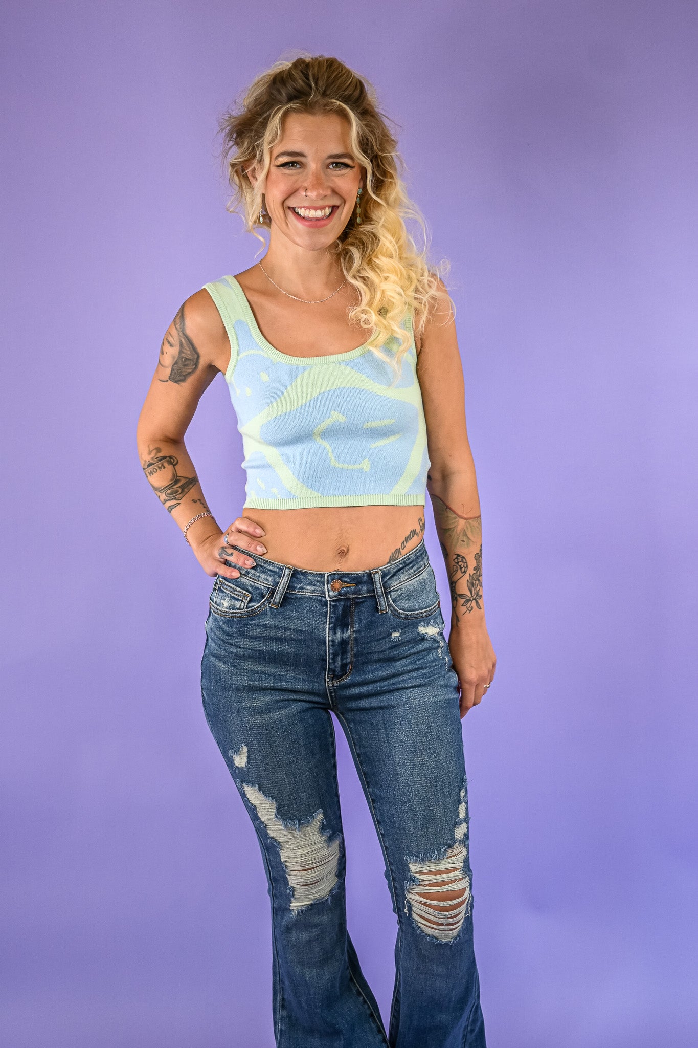 Big Smiles Sweater Crop Tank -