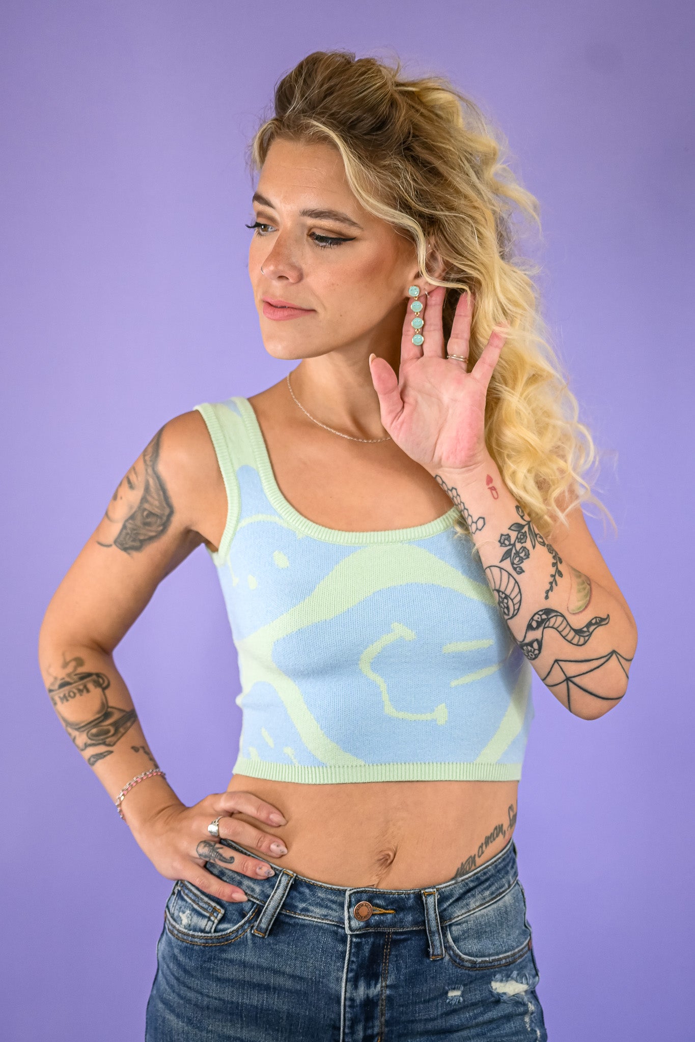 Big Smiles Sweater Crop Tank -