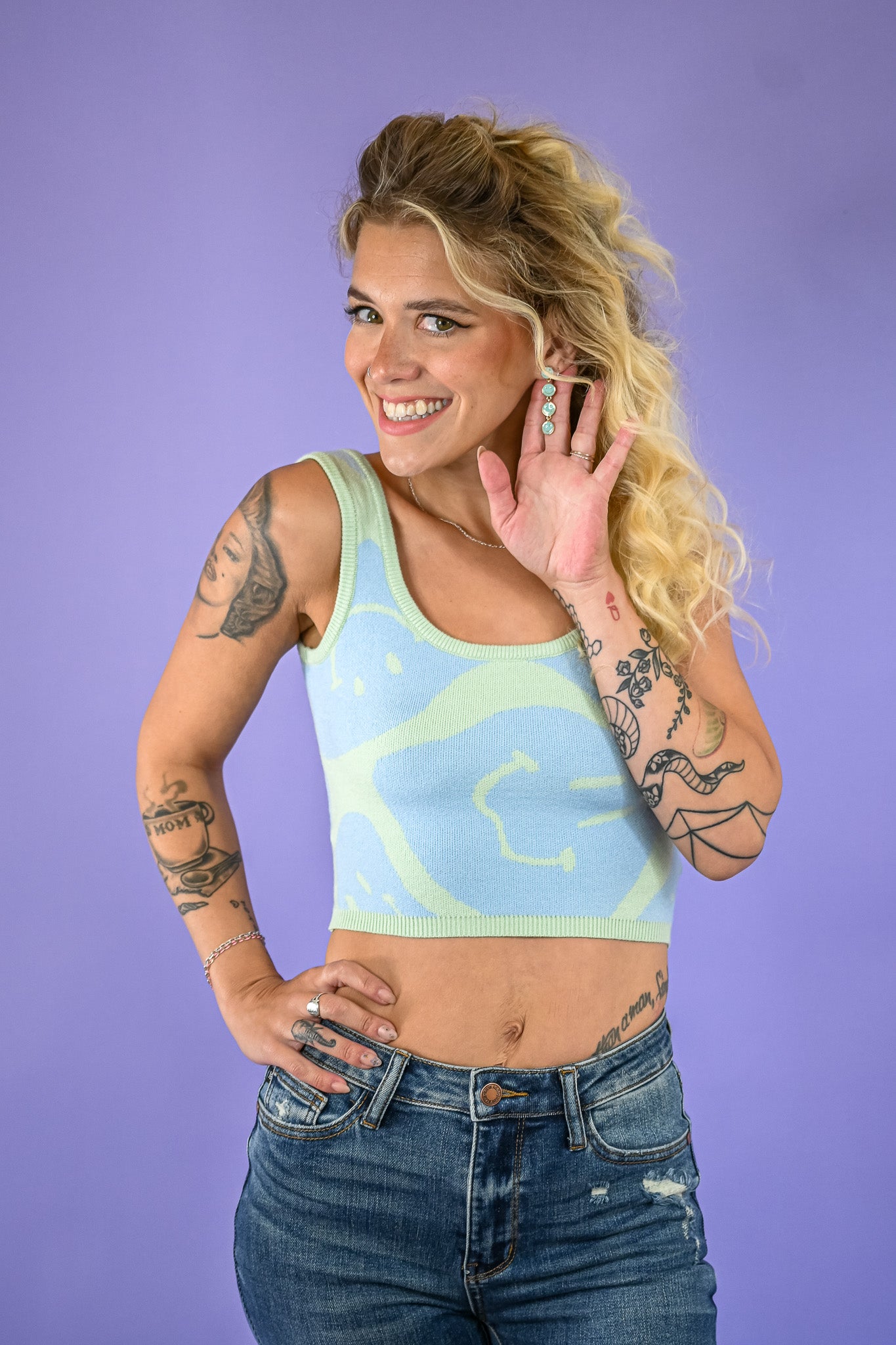 Big Smiles Sweater Crop Tank -