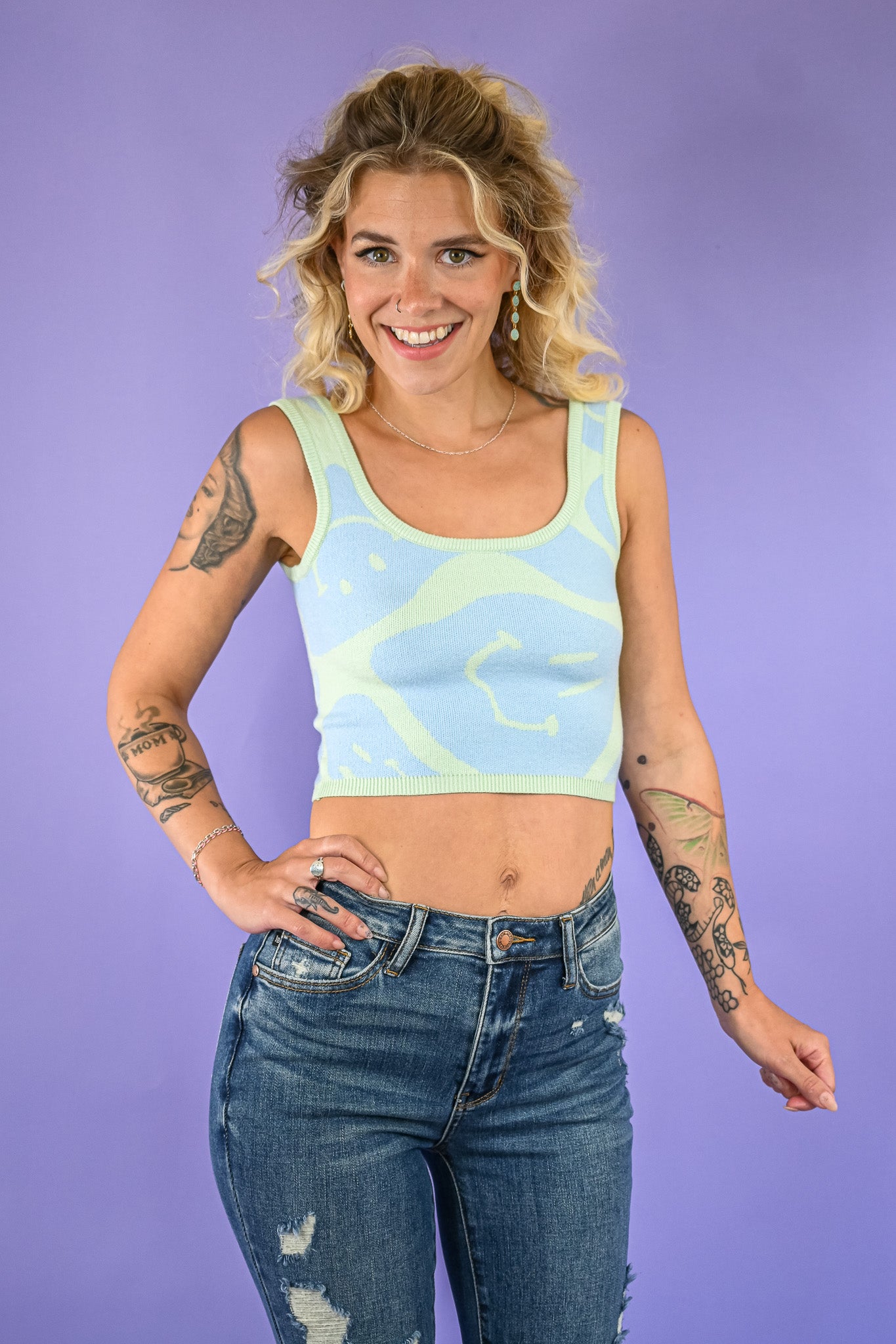 Big Smiles Sweater Crop Tank -