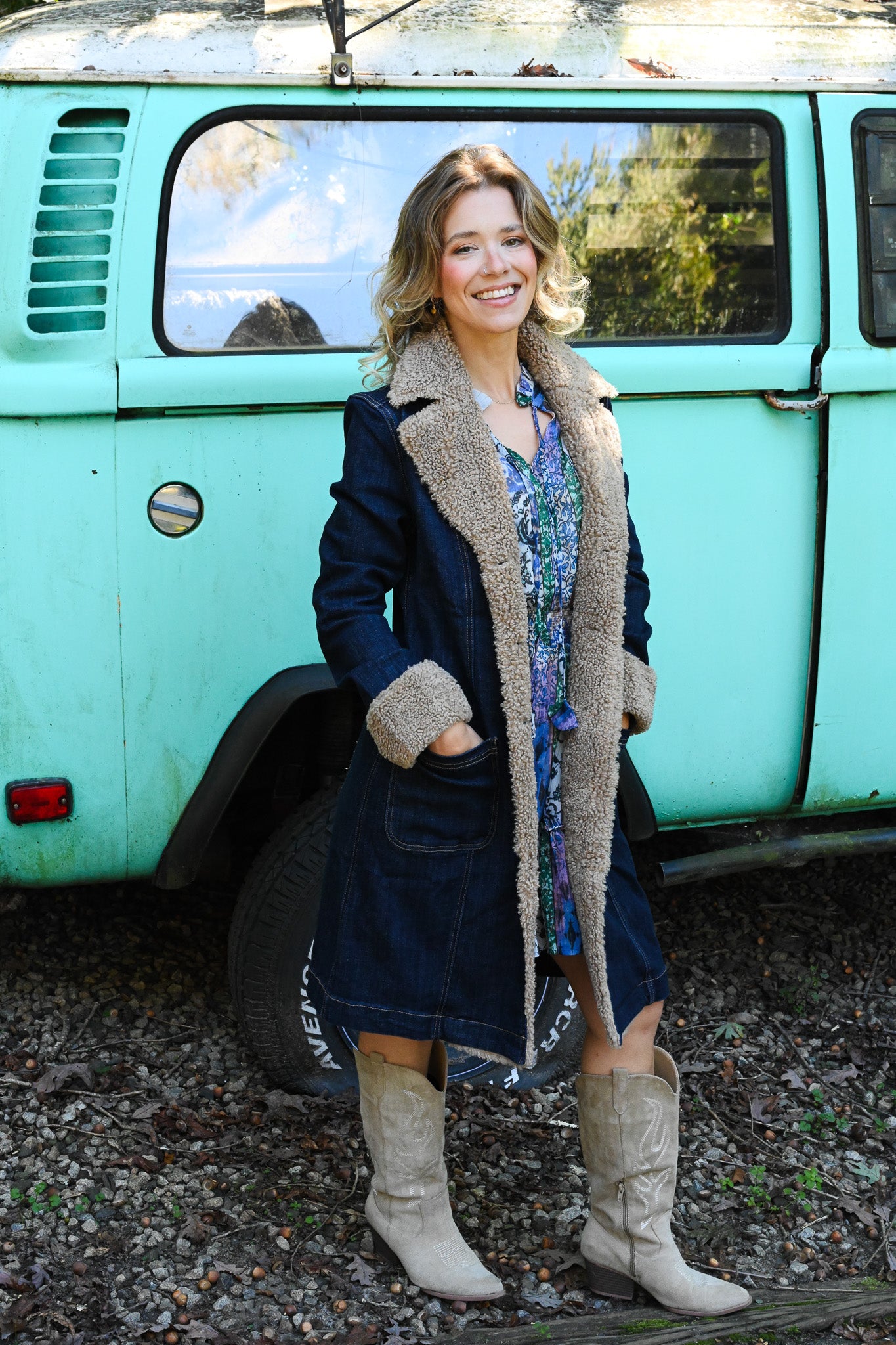 Long Fur Denim Jacket