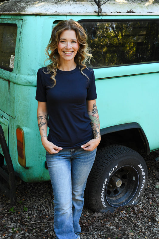 Sally Simple Top - Navy