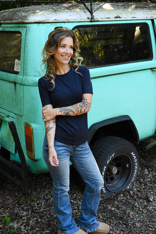 Sally Simple Top - Navy