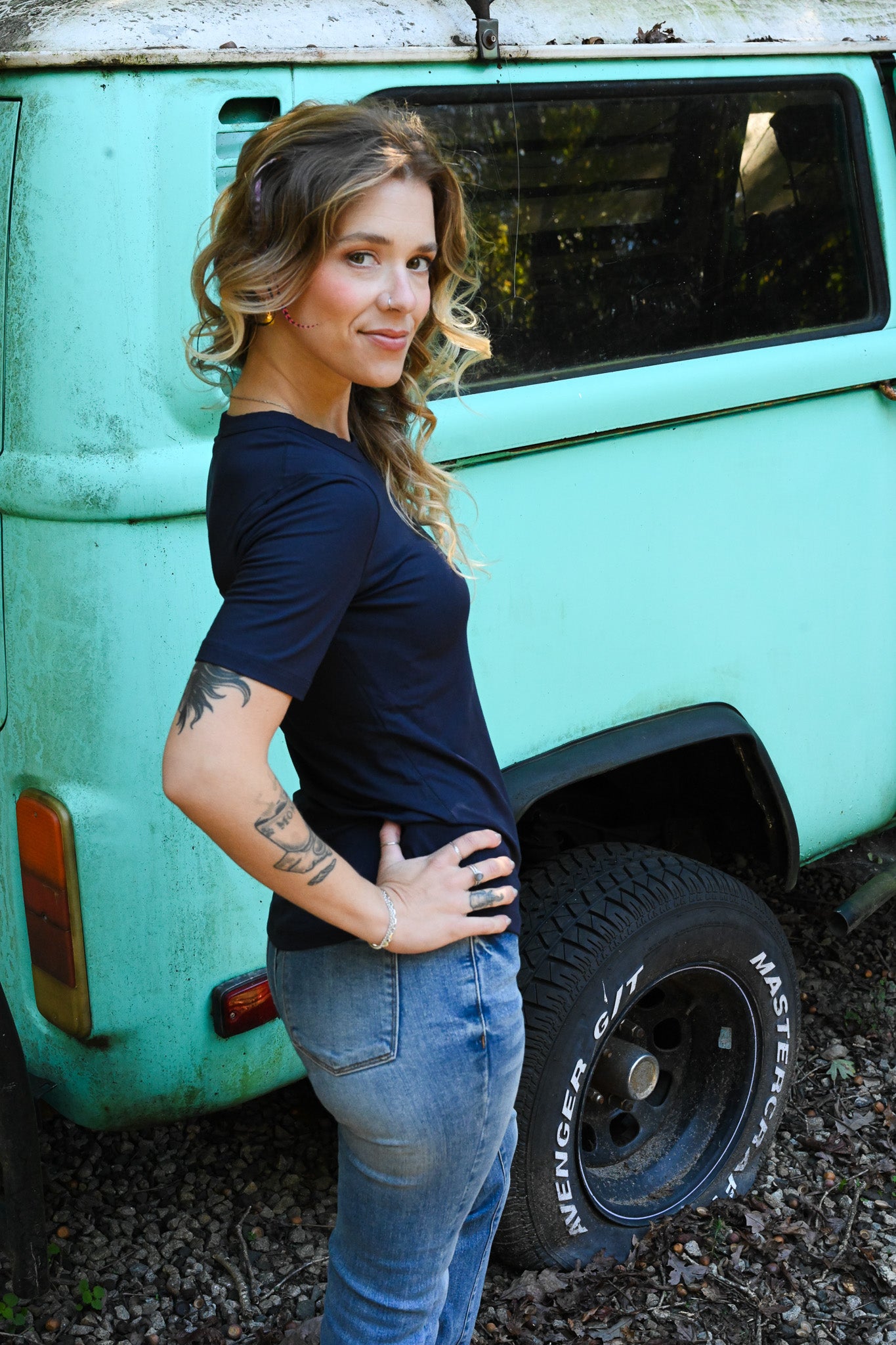 Sally Simple Top - Navy