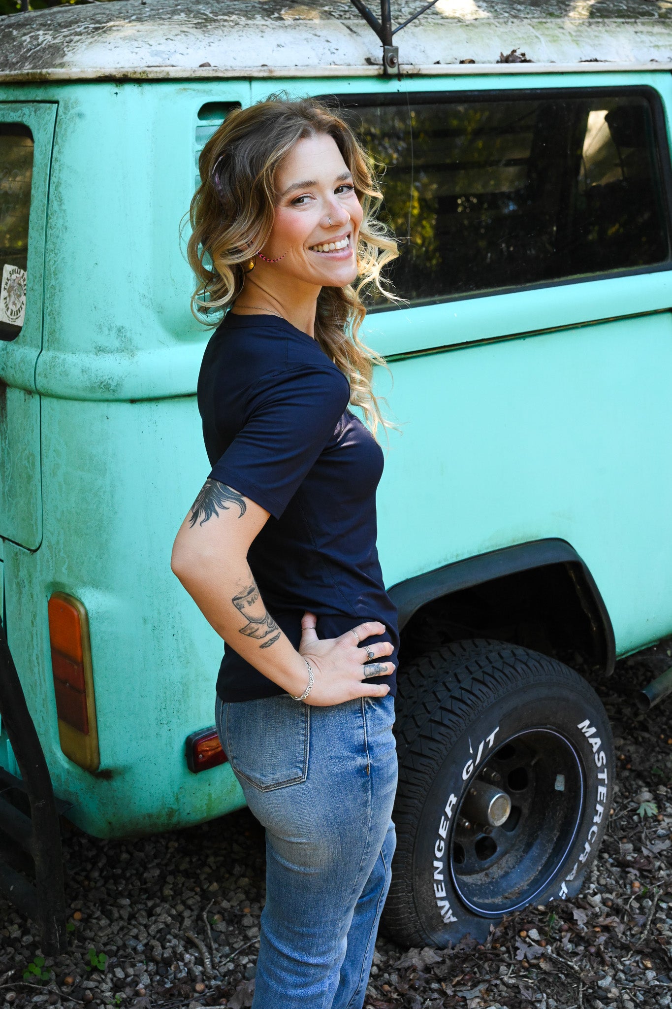 Sally Simple Top - Navy