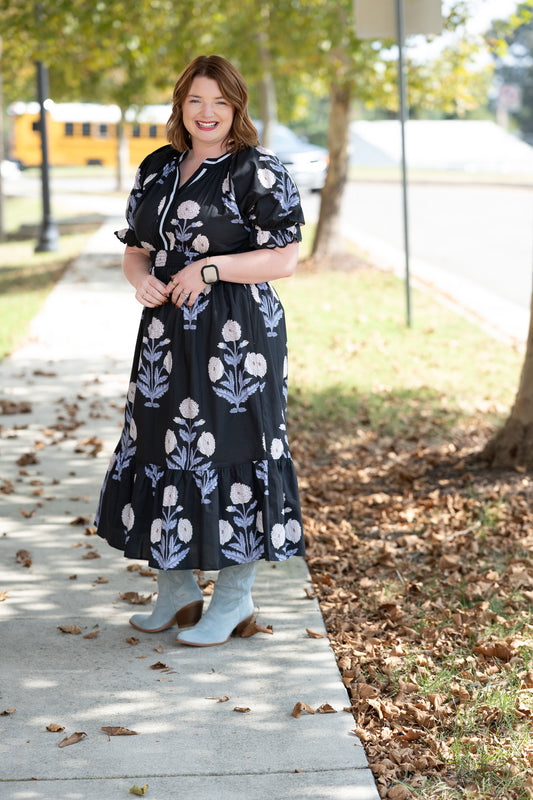 Bowie Blue Floral Midi