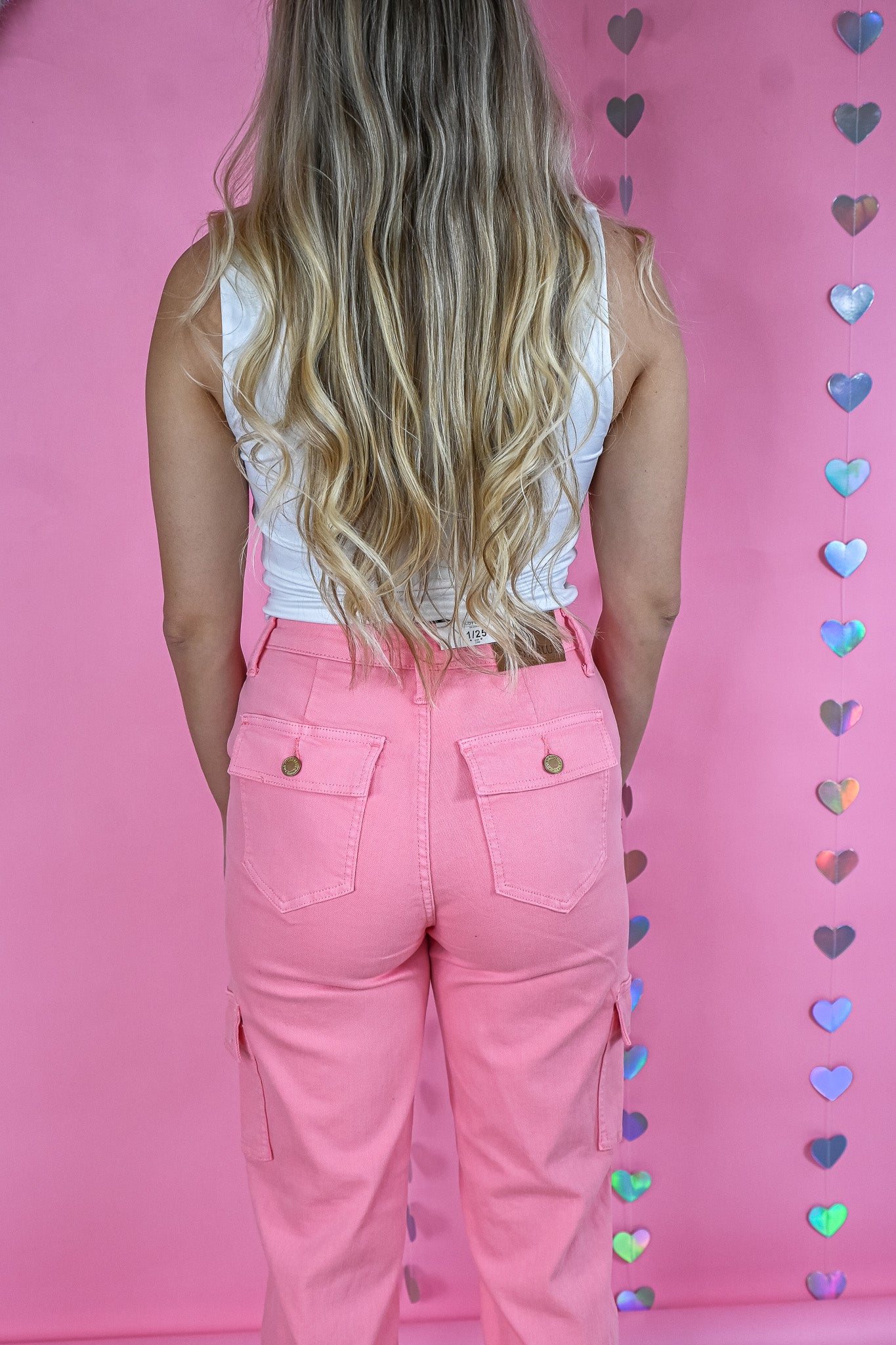 Pink Cargo High Waist Straight Jeans -