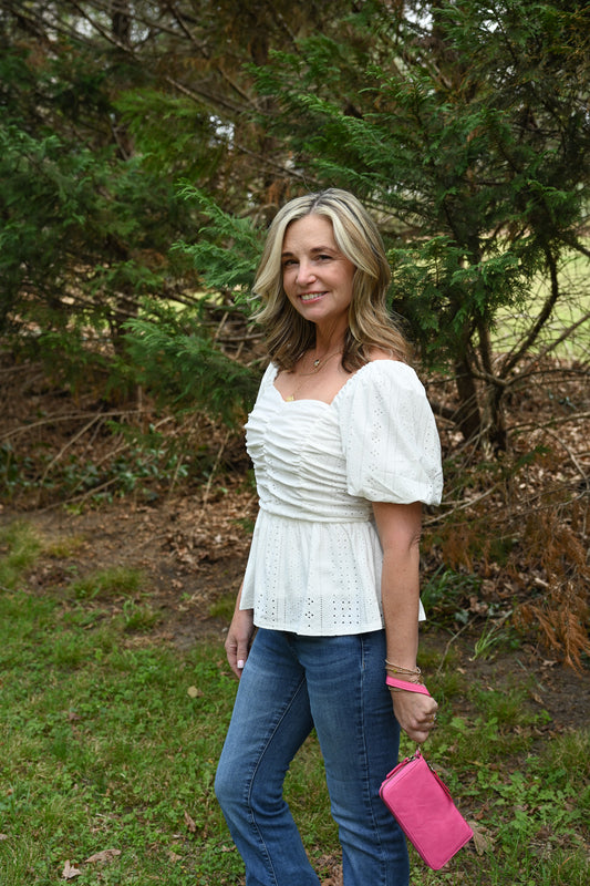 Lucy Eyelet White Top