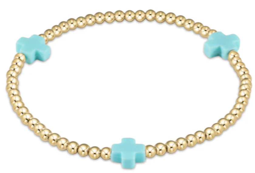 EGIRL Signature Cross Gold 3mm Turquoise (KIDS)
