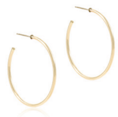 Round Gold 1'' Post Hoop - 4mm - Smooth