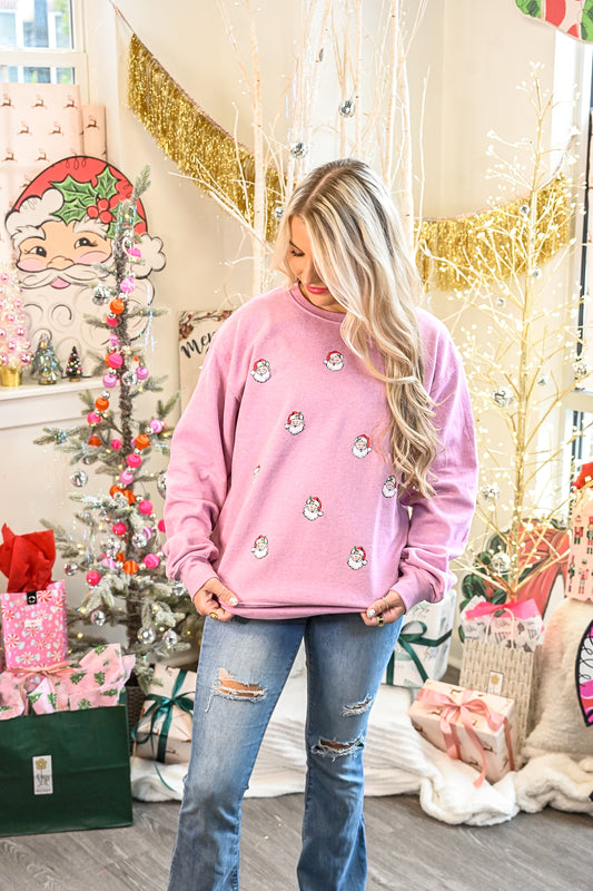 Santa Pink All Over Crewneck