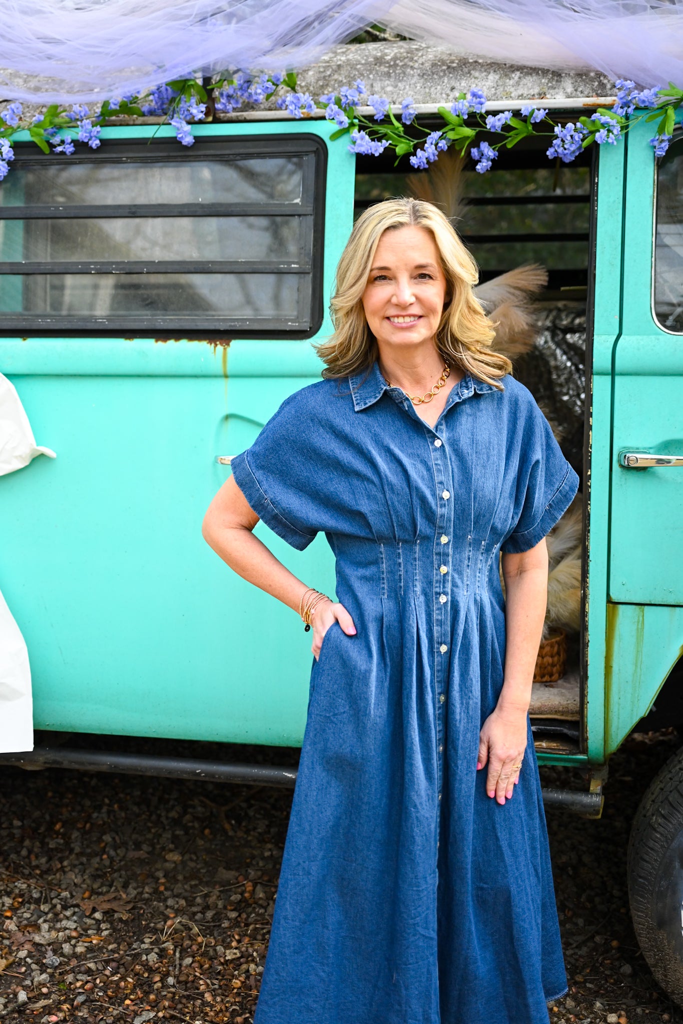 Blaine Maxi Denim Button Up Dress
