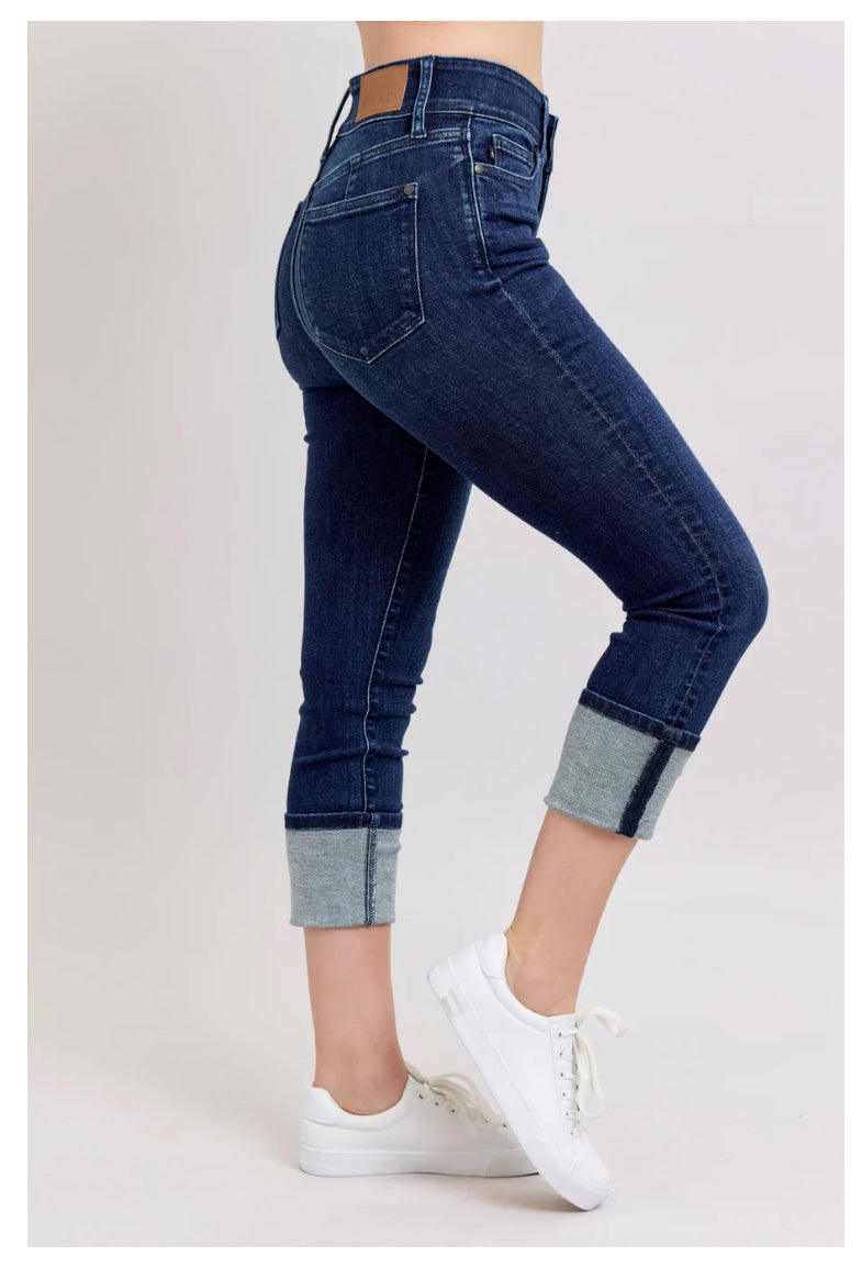 HW Double Waist Band Capri Jeans Style 72118