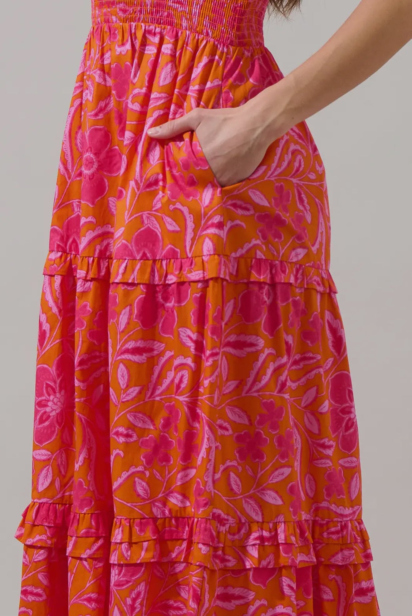 Rea Floral Palmer Poplin Tiered Maxi Dress