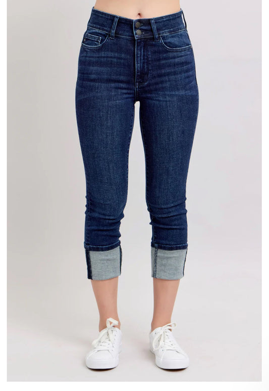 HW Double Waist Band Capri Jeans Style 72118