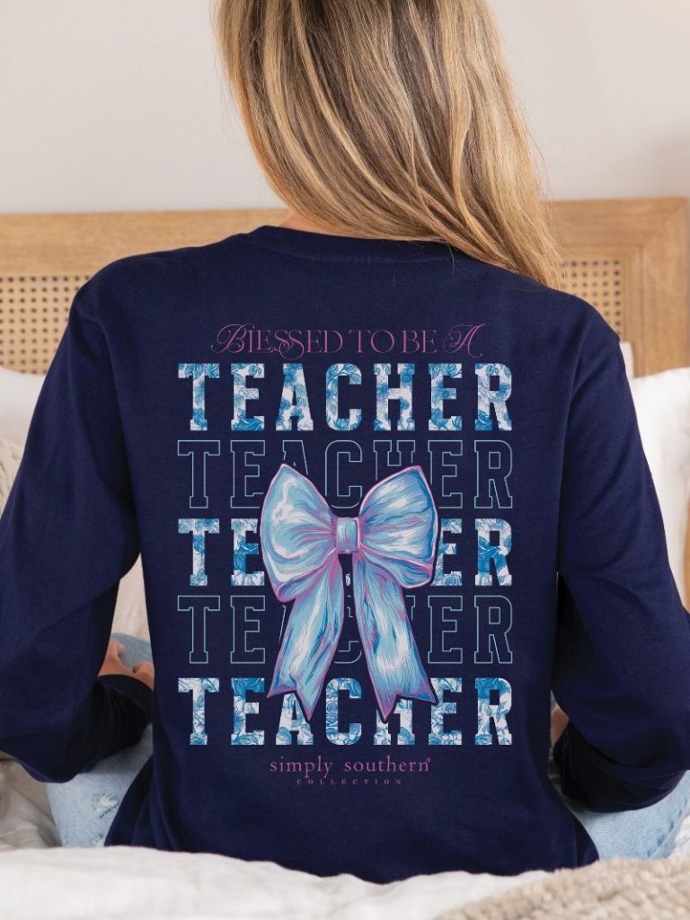 Blessed To Be A Teacher Bow Long Sleeve -