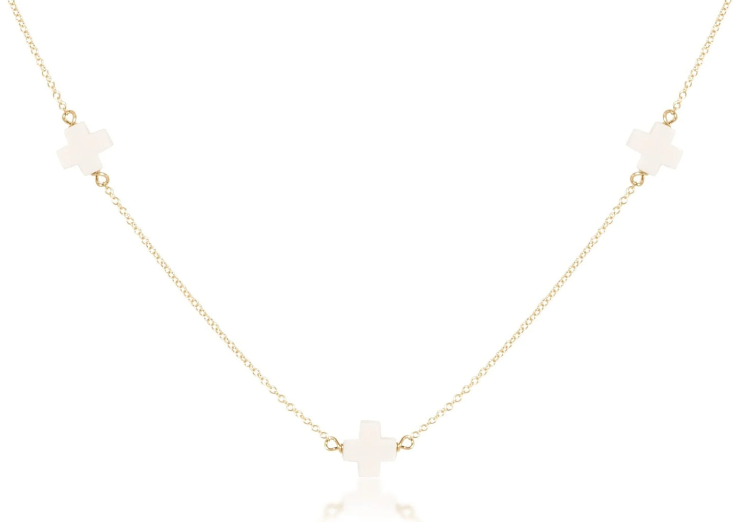17'' Simplicity Choker Necklace - Signature Off White Cross