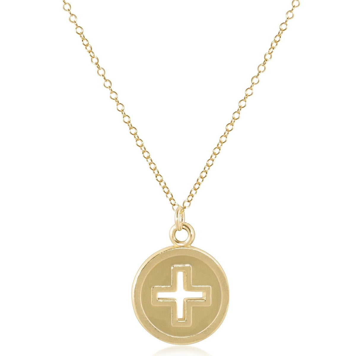 16" Necklace - Cross Gold Disc
