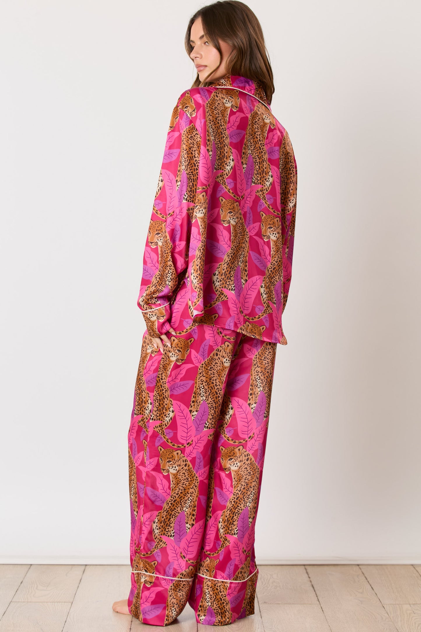 Satin Cheetah Pajama Top -