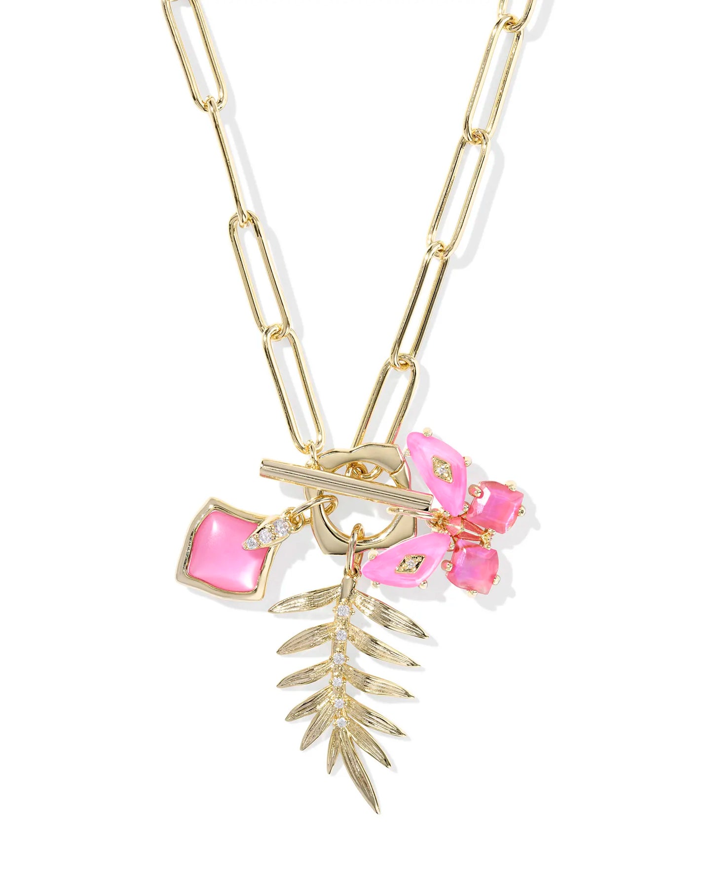 Bianca Butterfly Charm Necklace Gold Pink Mix
