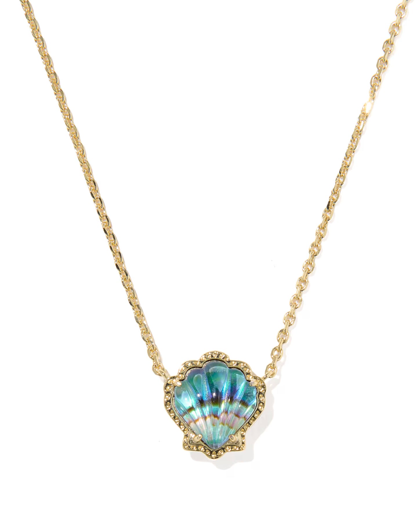 BRYNNE SHELL SHORT PENDANT NECKLACE GOLD ABALONE