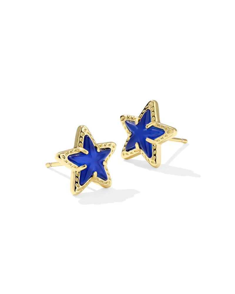 Cassidy Stud Earring Gold Cobalt Illusion