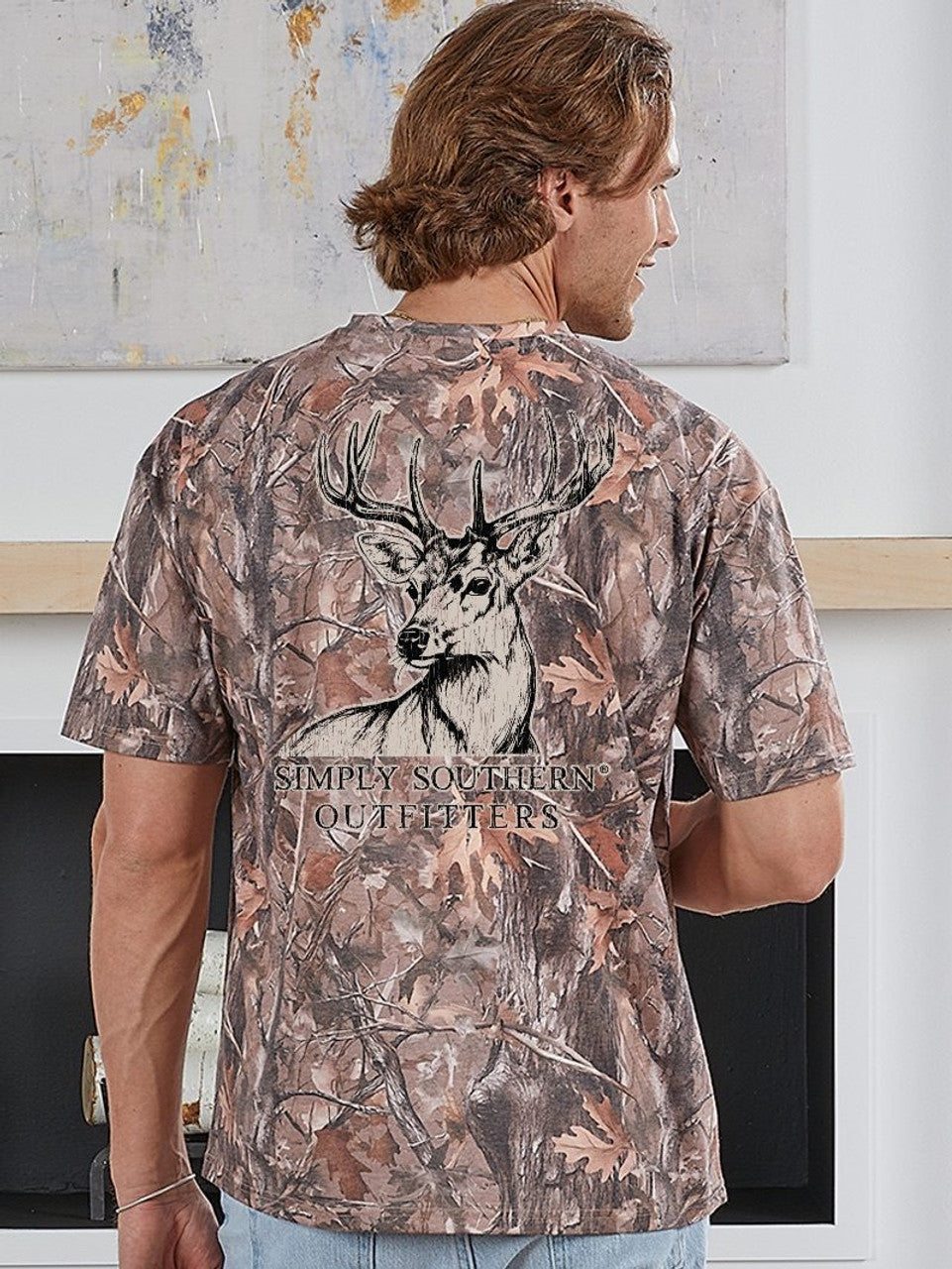Deer on Camo Short Sleeve Tee