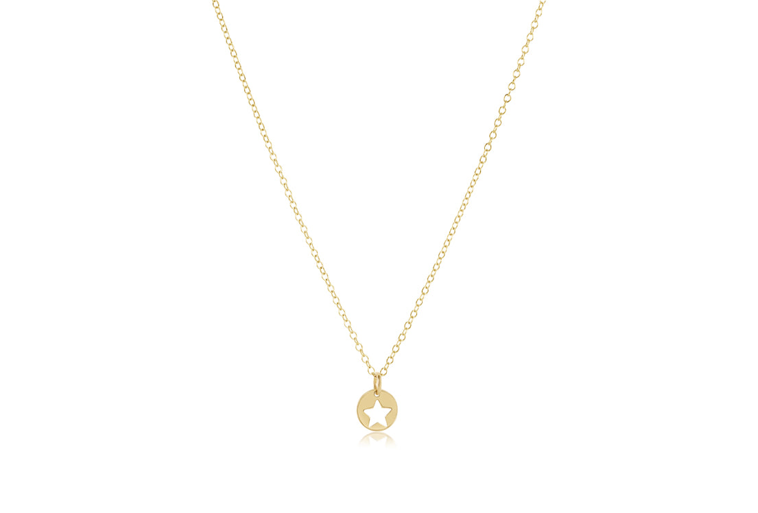 16" Necklace Gold - Star Small Gold Disc